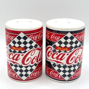 Coca-Cola 1995 Enesco Salt & Pepper Shakers Checkerboard Vintage Set